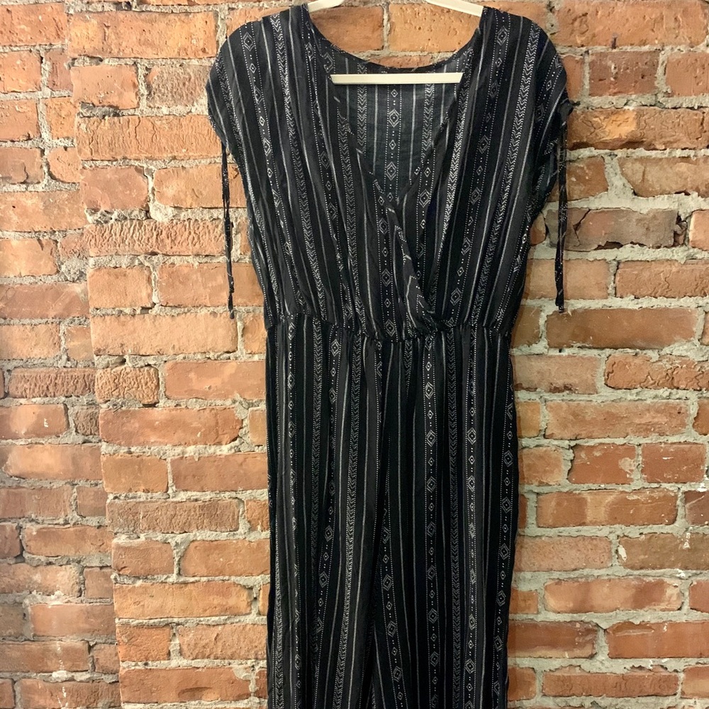 Black & White Aztek Short Sleeve Jumpsuit